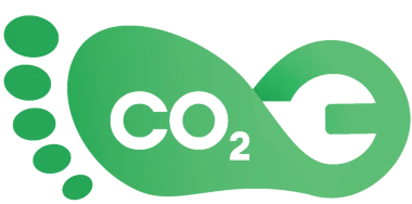Odcisk stopy z napisem CO2